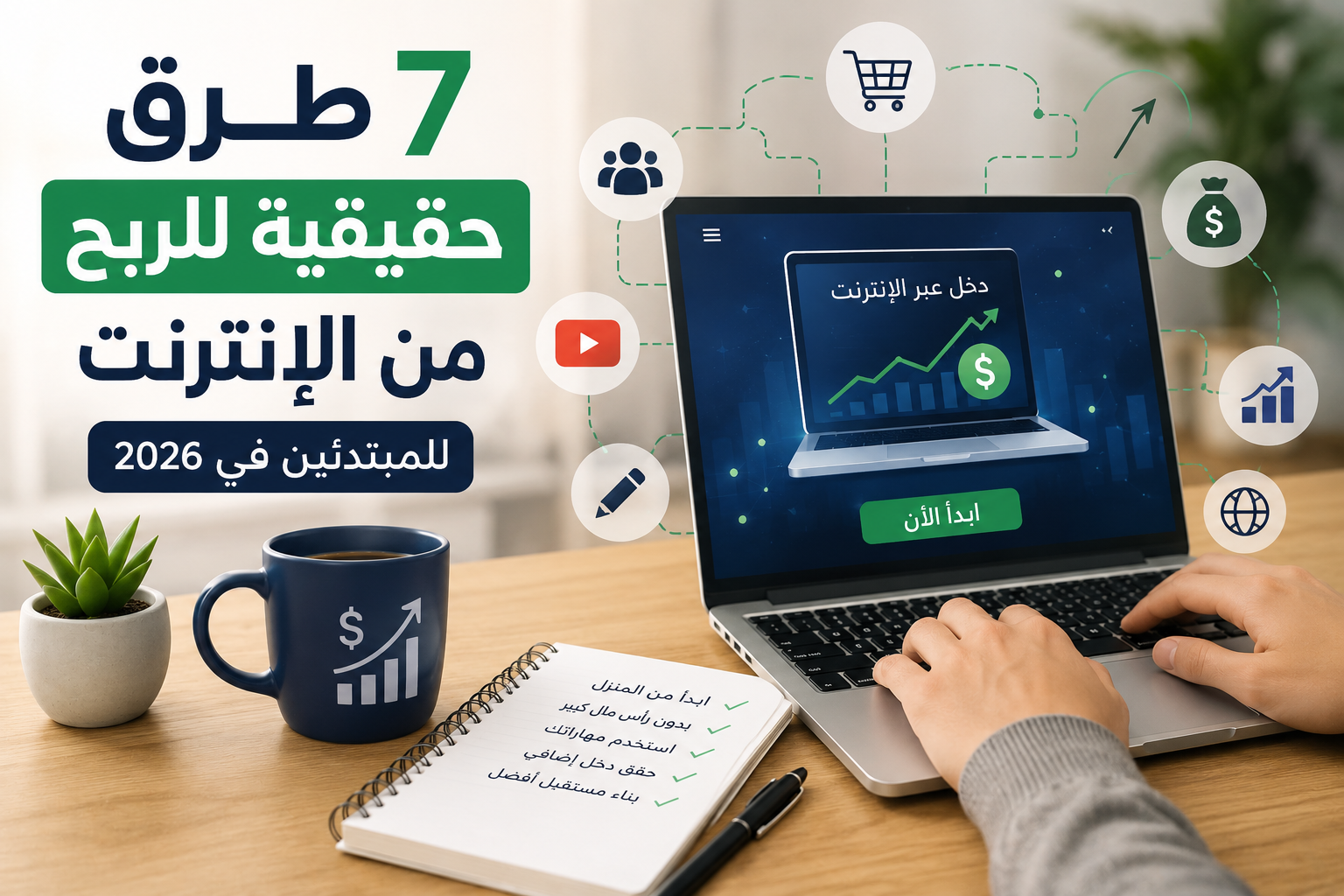 7 طرق حقيقية للربح من الإنترنت للمبتدئين في 2026