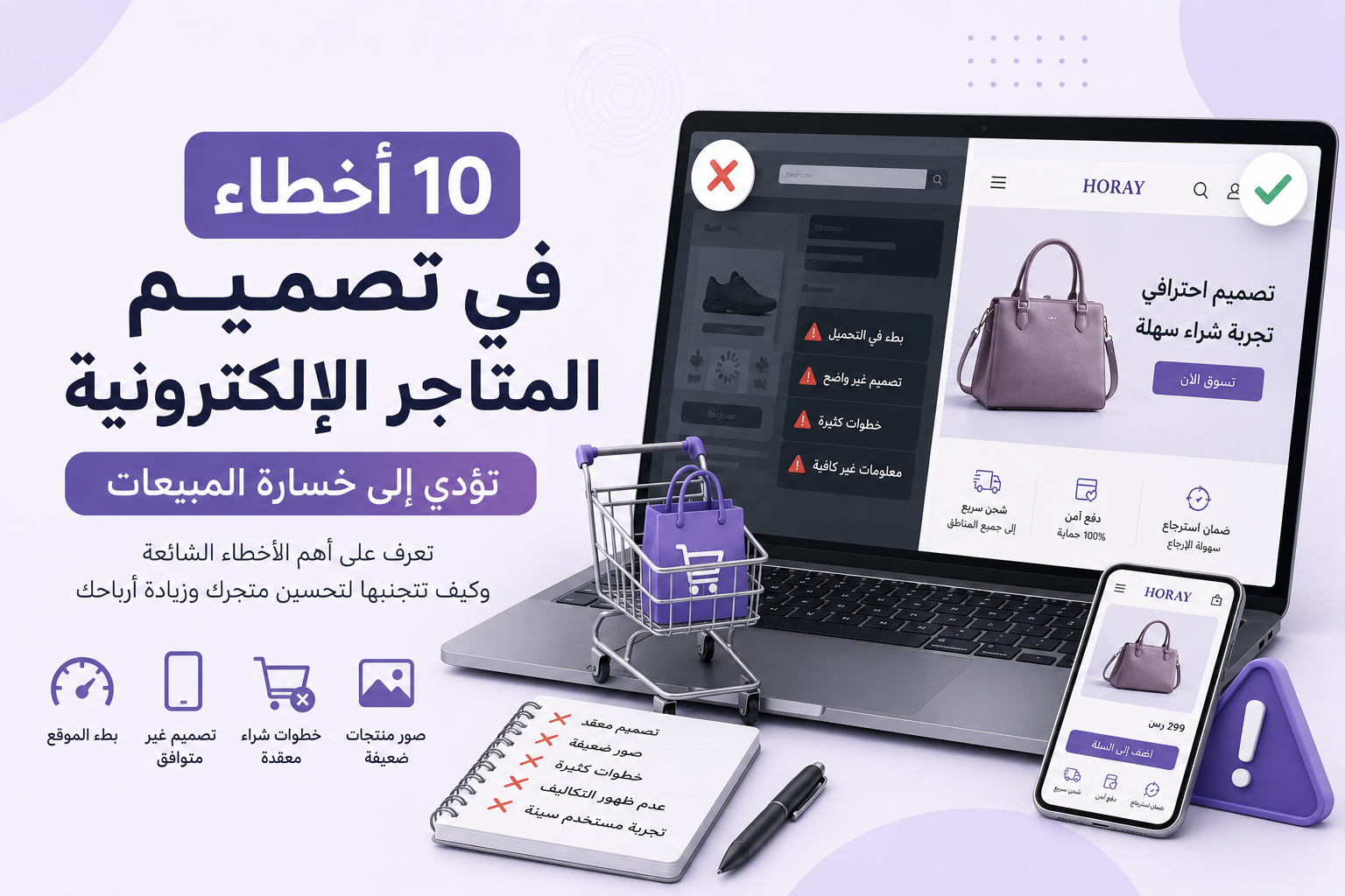 10 أخطاء في تصميم المتاجر الإلكترونية تؤدي إلى خسارة المبيعات