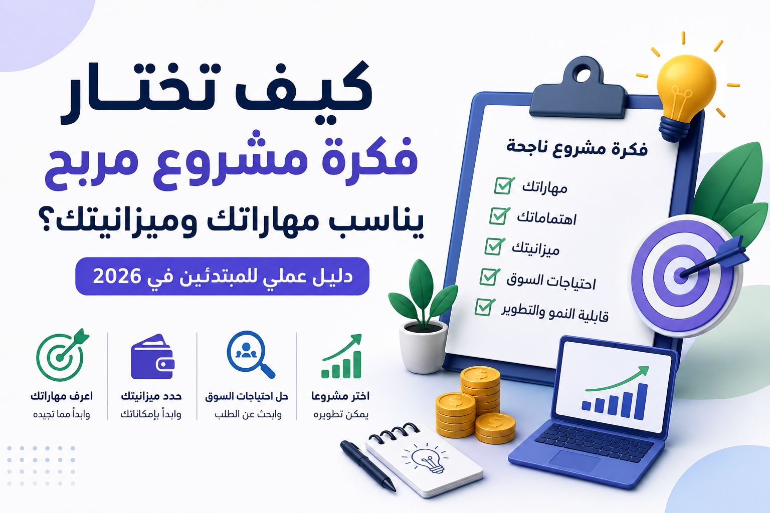 كيف تختار فكرة مشروع مربح يناسب مهاراتك وميزانيتك؟